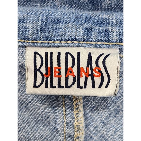 Vintage 90s Bill Blass Jeans High Rise Raw Hem Slit Midi Skirt Size 32 Blue - Picture 6 of 10